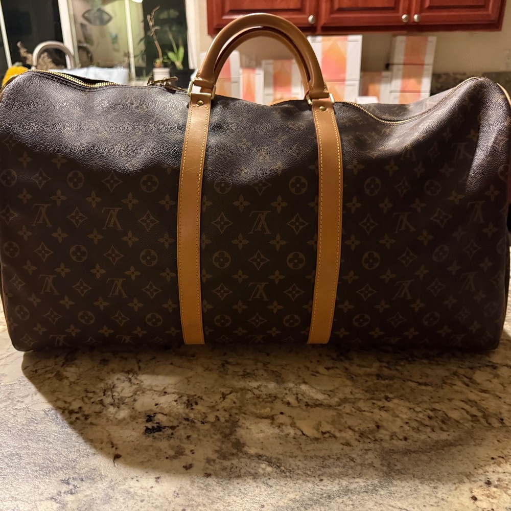 EXCELLENT Louis Vuitton 60 Keep All Bando Duffel Monogram w/ Strap